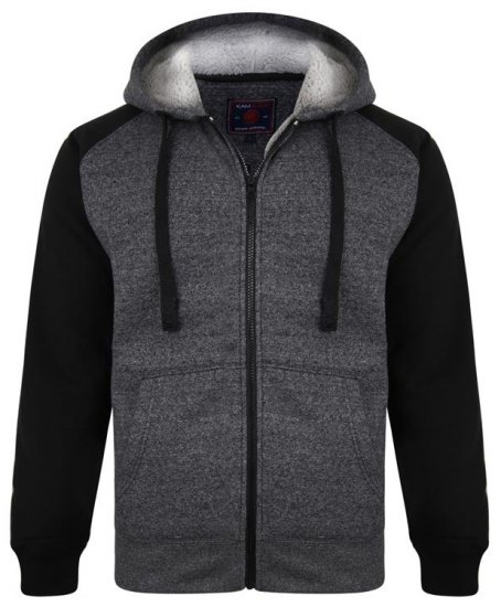 Kam Jeans 7037 Sherpa Raglan Hoodie Black - Pulóverek & kapucnis pulóverek - Pulóverek & Kapucnis pulóver 2XL-12XL