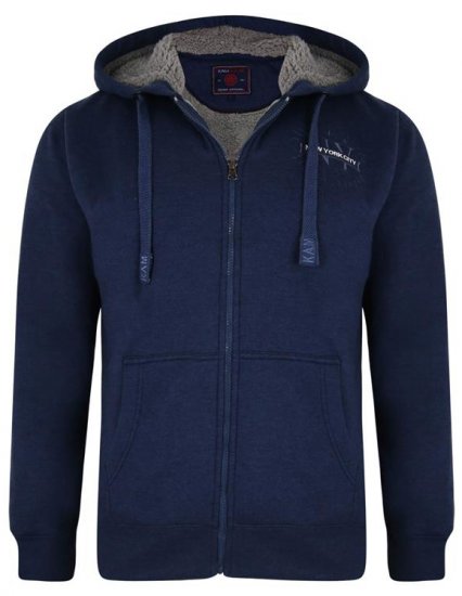Kam Jeans 7038 Sherpa Lined Hoodie Indigo - Pulóverek & kapucnis pulóverek - Pulóverek & Kapucnis pulóver 2XL-12XL