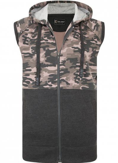 Kam Jeans 7039 Camo Panelled Vest Charcoal - Pulóverek & kapucnis pulóverek - Pulóverek & Kapucnis pulóver 2XL-12XL