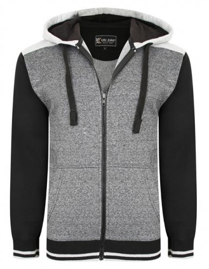 Kam Jeans 7042 Zip Thru Panelled Hoody Charcoal - Pulóverek & kapucnis pulóverek - Pulóverek & Kapucnis pulóver 2XL-12XL