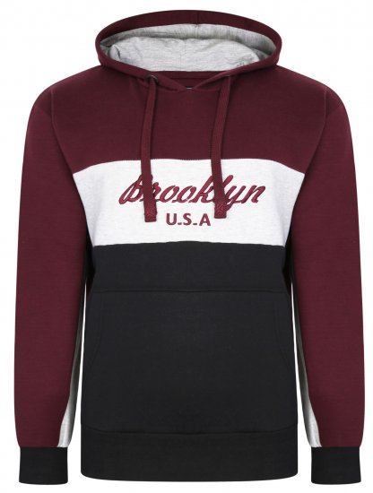 Kam Jeans 7046 Over Head Brooklyn Hoodie Burgundy - Pulóverek & kapucnis pulóverek - Pulóverek & Kapucnis pulóver 2XL-12XL