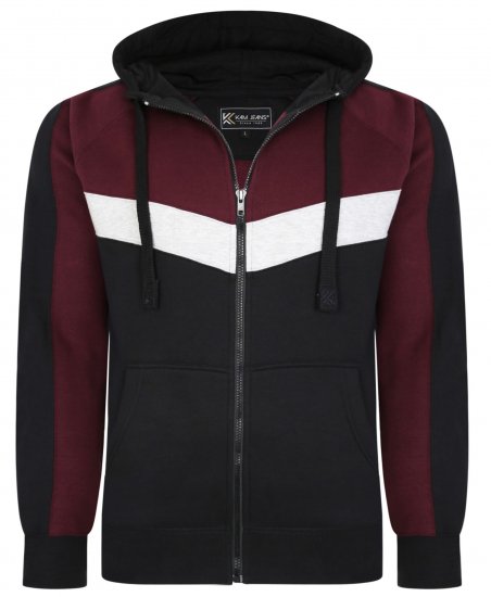 Kam Jeans 7048 Chevron Panelled Hoodie Burgundy - Pulóverek & kapucnis pulóverek - Pulóverek & Kapucnis pulóver 2XL-12XL