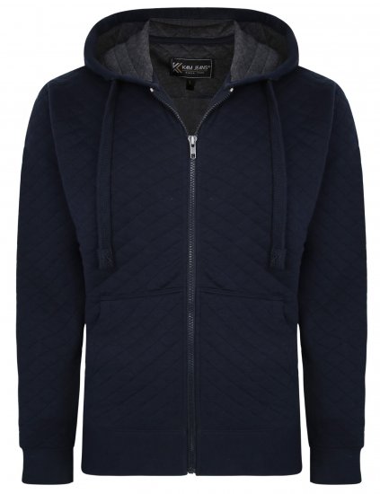 Kam Jeans 7051 Quilted Jersey Zip Thru Hoody Navy - Pulóverek & kapucnis pulóverek - Pulóverek & Kapucnis pulóver 2XL-12XL
