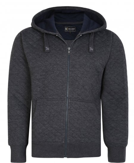 Kam Jeans 7051 Quilted Jersey Zip Thru Hoody Charcoal - Pulóverek & kapucnis pulóverek - Pulóverek & Kapucnis pulóver 2XL-12XL