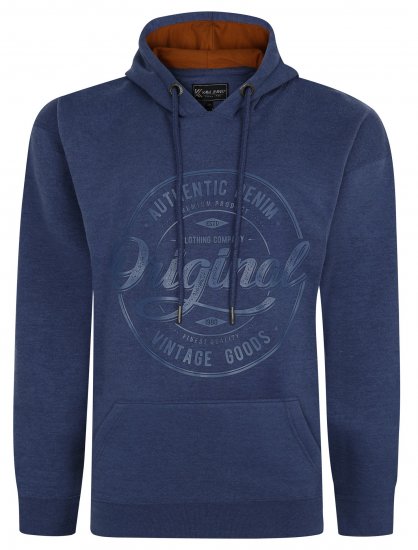 Kam Jeans 7059 Over Head Large Embossed Hoodie Royal Blue - Pulóverek & kapucnis pulóverek - Pulóverek & Kapucnis pulóver 2XL-12XL