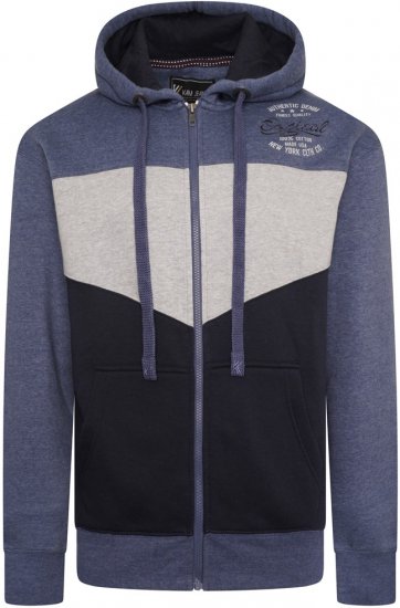 Kam Jeans 7070 Panelled Hoody with EMB Blue - Pulóverek & kapucnis pulóverek - Pulóverek & Kapucnis pulóver 2XL-12XL