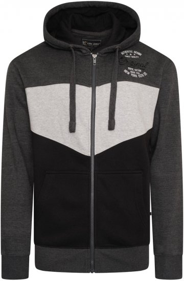 Kam Jeans 7070 Panelled Hoody with EMB Charcoal - Pulóverek & kapucnis pulóverek - Pulóverek & Kapucnis pulóver 2XL-12XL