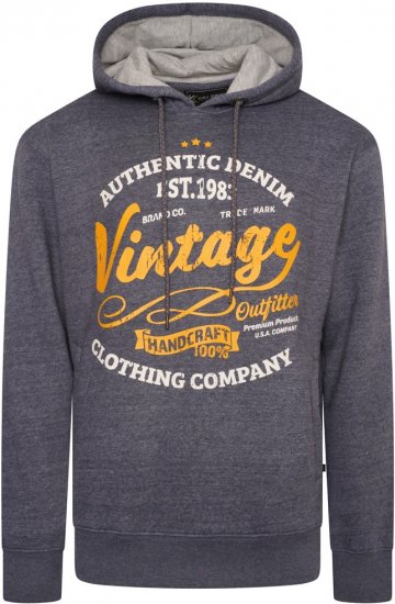 Kam Jeans 7072 Over Head Vintage EMB Hoody Blue Nights - Pulóverek & kapucnis pulóverek - Pulóverek & Kapucnis pulóver 2XL-12XL