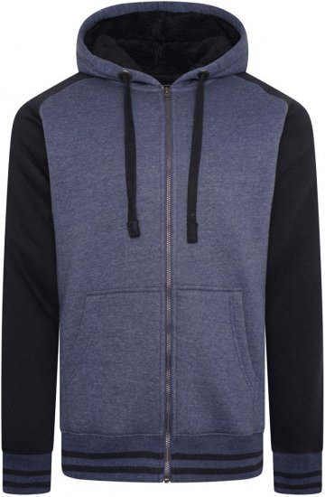 Kam Jeans 7075 Raglan Zip Thru Sherpa Hoodie Royal Blue - Pulóverek & kapucnis pulóverek - Pulóverek & Kapucnis pulóver 2XL-12XL