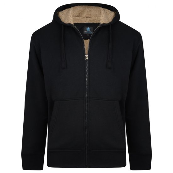 Kam Jeans 709 Sherpa Lined Hoodie Black - Pulóverek & kapucnis pulóverek - Pulóverek & Kapucnis pulóver 2XL-12XL