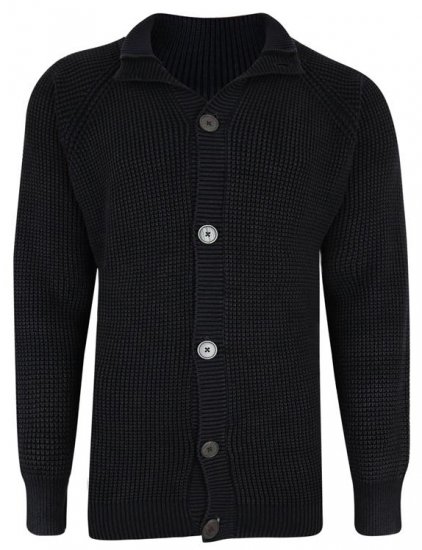 Kam Jeans 79 Washed Effect Knitted Black Cardigan - Pulóverek & kapucnis pulóverek - Pulóverek & Kapucnis pulóver 2XL-12XL