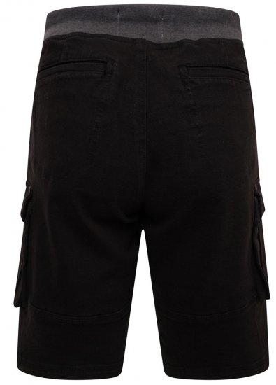 Kam Jeans Elvio Rib Waist Stretch Shorts Black - Rövidnadrág - Nagyméretű Rövidnadrág W40-W60