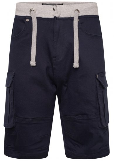Kam Jeans Elvio Rib Waist Stretch Shorts Navy - Rövidnadrág - Nagyméretű Rövidnadrág W40-W60