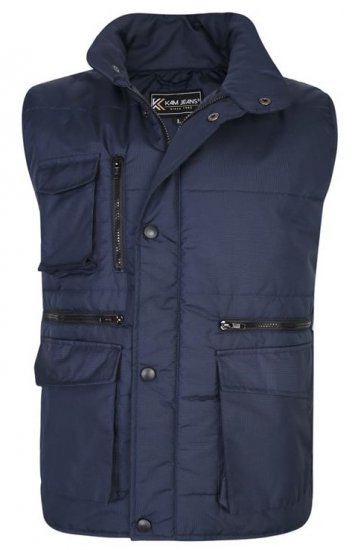 Kam Jeans KV115 Military Multi Pocket Vest Navy - Kabátok - Nagyméretű Kabátok - 2XL-8XL