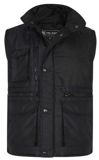 Kam Jeans KV115 Military Multi Pocket Vest Black - Kabátok - Nagyméretű Kabátok - 2XL-8XL