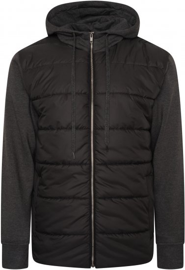 Kam Jeans KV135 Quilted Zip Thru Hoody with Padded Body & Jersey Sleeves Black TALL SIZES - FÉRFIRUHÁZAT MT-6XLT - TALL-méretek