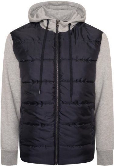 Kam Jeans KV135 Quilted Zip Thru Hoody with Padded Body & Jersey Sleeves Navy TALL SIZES - FÉRFIRUHÁZAT MT-6XLT - TALL-méretek