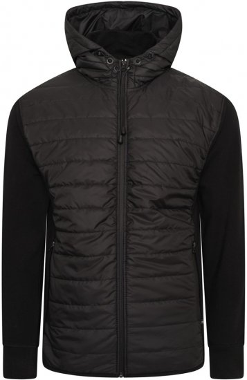 Kam Jeans KV136 Padded Body And Jersey Sleeves Hybrid Zip Thru Quilted Hoody Black TALL SIZES - FÉRFIRUHÁZAT MT-6XLT - TALL-méretek