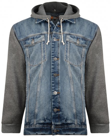 Kam Jeans Miguel Denim Jacket with Jersey Sleeves - Kabátok - Nagyméretű Kabátok - 2XL-8XL