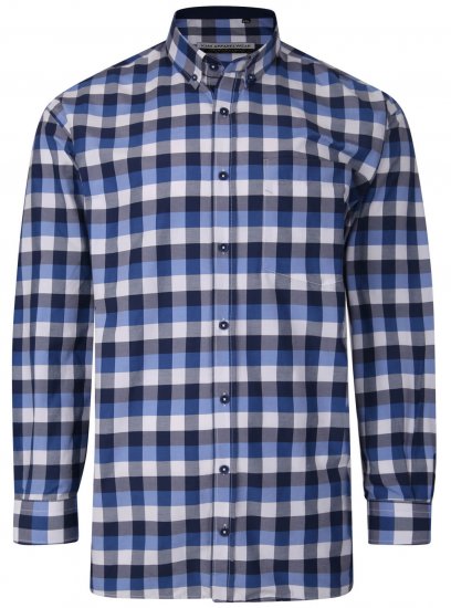 Kam Jeans P642 Premium Large Check Shirt LS Blue - Ingek - Ingek 2XL-10XL