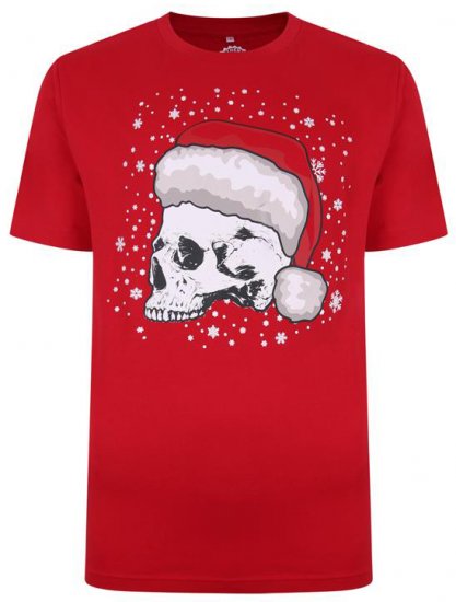 Kam Jeans X008 Santa Skull Print T-Shirt Red - Pólók - Nagyméretű pólók - 2XL-14XL
