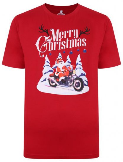 Kam Jeans X009 Santa Biker Print T-Shirt Red - Pólók - Nagyméretű pólók - 2XL-14XL