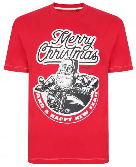 Kam Jeans X016 Santa Biker Print Tee Red - Pólók - Nagyméretű pólók - 2XL-14XL