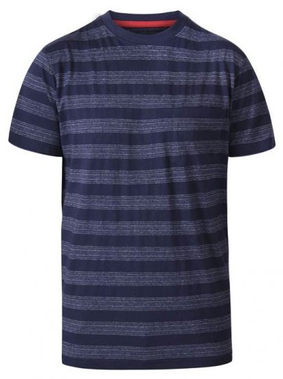 D555 Keegan Crew Neck Stripe T-Shirt Navy - Pólók - Nagyméretű pólók - 2XL-14XL