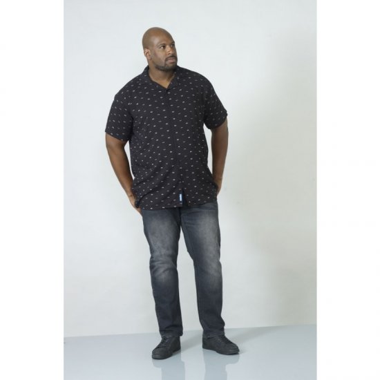 D555 Luciano Bowling Shirt Black - Ingek - Ingek 2XL-10XL