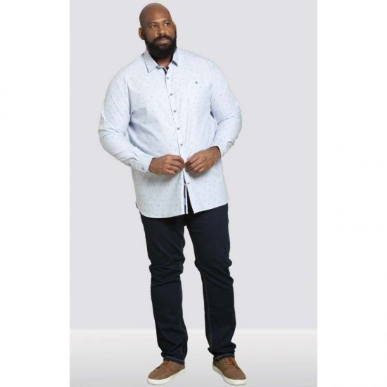 D555 Addington Printed Oxford Shirt Blue - Ingek - Ingek 2XL-10XL