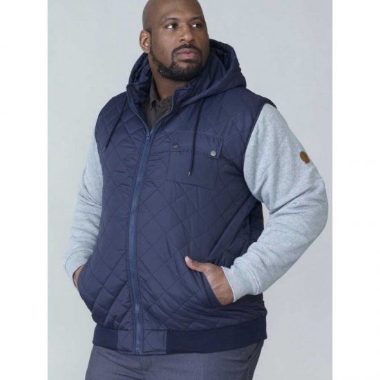 D555 Willie Hooded Quilted Jacket with Fleece sleeves - Kabátok - Nagyméretű Kabátok - 2XL-8XL