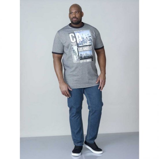 D555 Howie Fine Stripe T-shirt Grey - Pólók - Nagyméretű pólók - 2XL-14XL