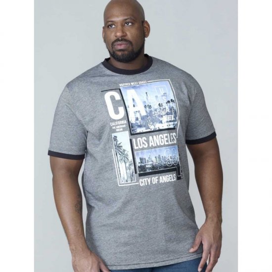 D555 Howie Fine Stripe T-shirt Grey - Pólók - Nagyméretű pólók - 2XL-14XL