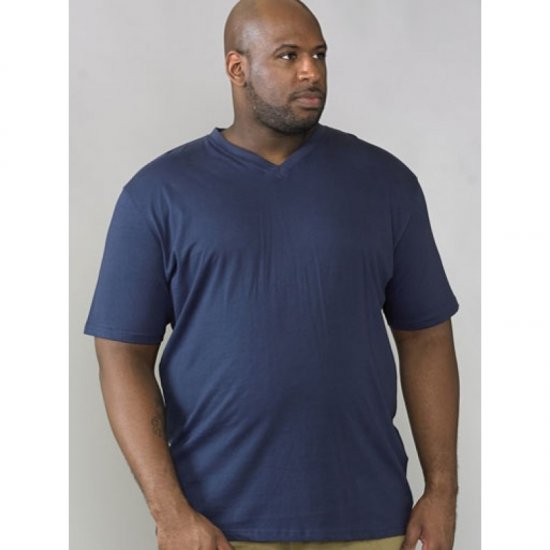 D555 Signature V-neck T-shirt Navy - Pólók - Nagyméretű pólók - 2XL-14XL