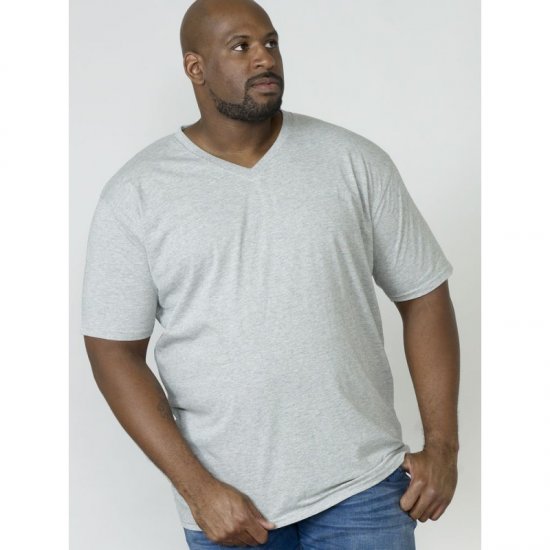 D555 Signature V-neck T-shirt Grey - Pólók - Nagyméretű pólók - 2XL-14XL