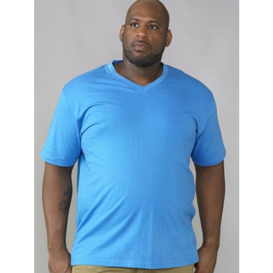 D555 Signature V-neck T-shirt Blue - Pólók - Nagyméretű pólók - 2XL-14XL