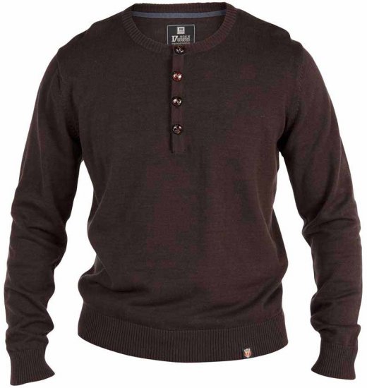 D555 Grandad Knitted Sweater Brown - Pulóverek & kapucnis pulóverek - Pulóverek & Kapucnis pulóver 2XL-12XL