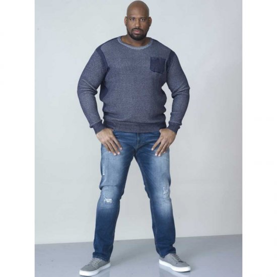 D555 Bryson Crewneck Sweater with Pocket Navy - Pulóverek & kapucnis pulóverek - Pulóverek & Kapucnis pulóver 2XL-12XL