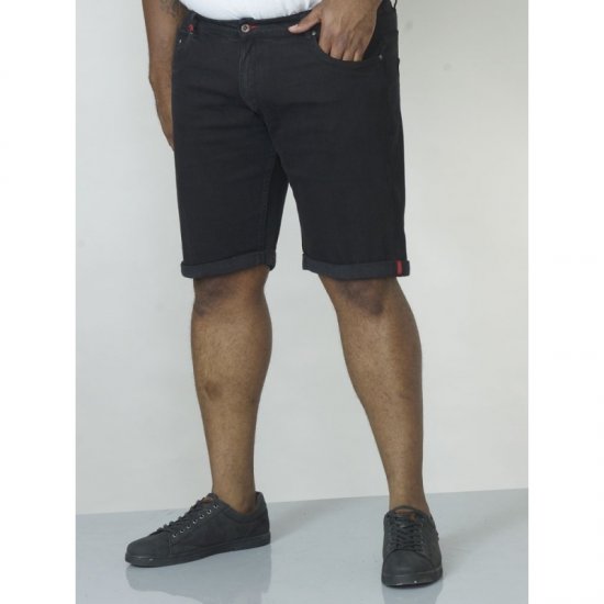 D555 Jude Stretch Denim Shorts Black - Rövidnadrág - Nagyméretű Rövidnadrág W40-W60