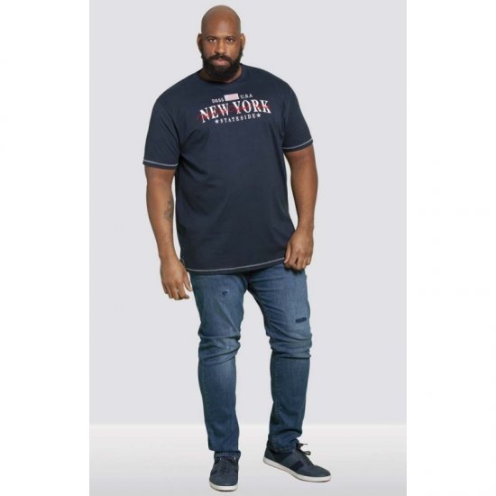 D555 Thornton Embroidery T-shirt Navy - Pólók - Nagyméretű pólók - 2XL-14XL