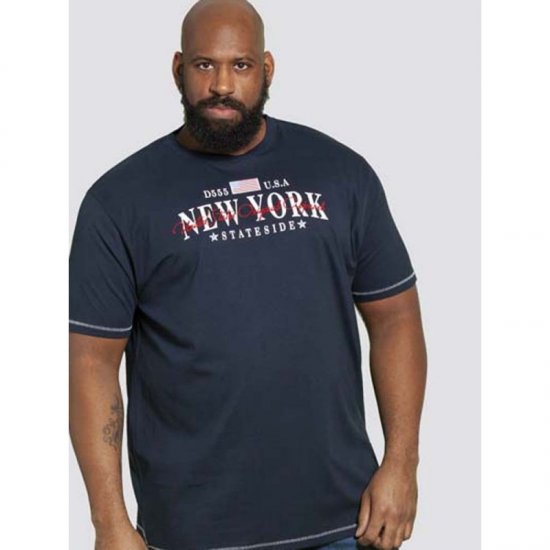 D555 Thornton Embroidery T-shirt Navy - Pólók - Nagyméretű pólók - 2XL-14XL