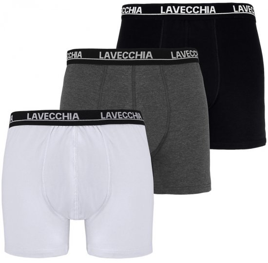 Lavecchia 1020 Boxershorts 3-pack Black/Charcoal/White - Alsónemű & strandruhák - Nagyméretű Alsónemű 2XL-8XL