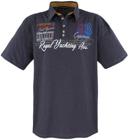 Lavecchia 4688 Printed Jersey Poloshirt Charcoal - Pólóingek - Galléros Pólók 2XL-8XL - Pólóingek 2XL-8XL