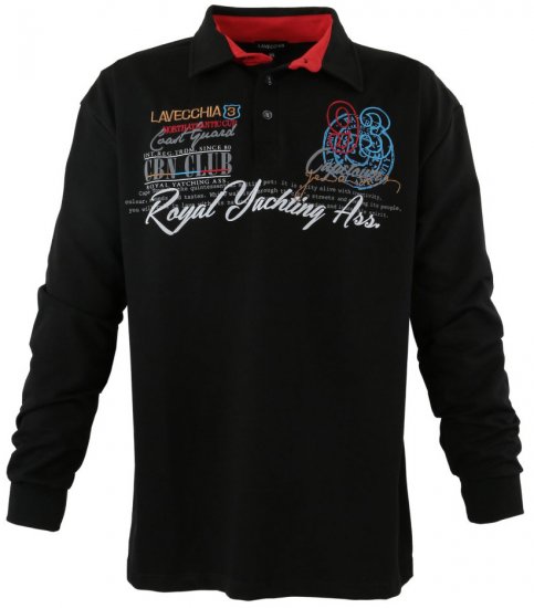 Lavecchia 2024 Printed Sweatshirt with collar Black - Pulóverek & kapucnis pulóverek - Pulóverek & Kapucnis pulóver 2XL-12XL