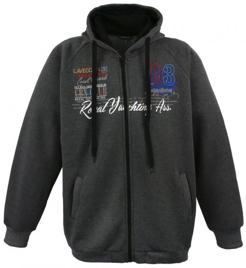 Lavecchia 612 Printed Zipper Hoodie Charcoal - Pulóverek & kapucnis pulóverek - Pulóverek & Kapucnis pulóver 2XL-12XL