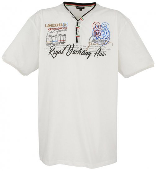Lavecchia 608 Printed T-shirt Cream White - Pólók - Nagyméretű pólók - 2XL-14XL