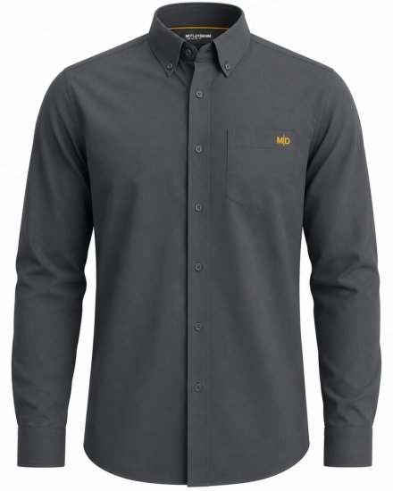 Motley Denim Lisbon Long Sleeve Shirt Charcoal - Ingek - Ingek 2XL-10XL
