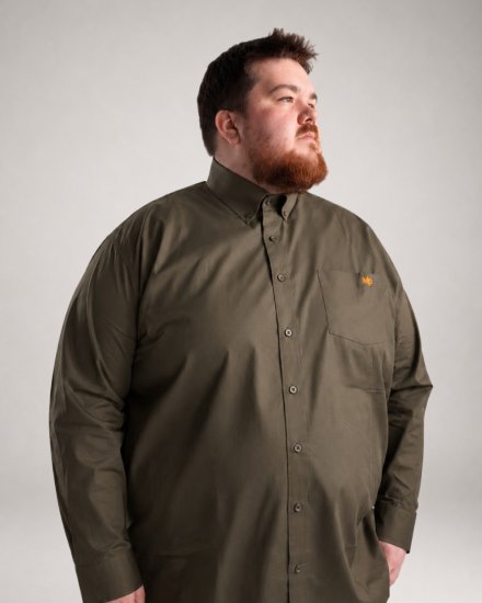 Motley Denim Lisbon Long Sleeve Shirt Dark Khaki - Ingek - Ingek 2XL-10XL