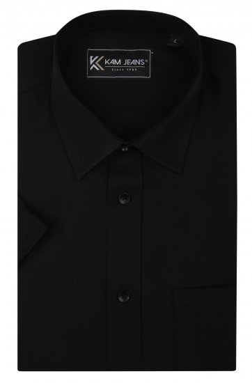 Kam Jeans 6283 Casual SS Herringbone Shirt Black - Ingek - Ingek 2XL-10XL