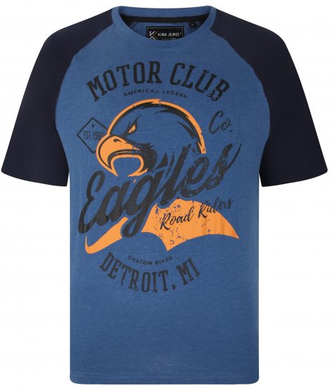 Kam Jeans 5737 Eagle Print Raglan T-Shirt Blue - Pólók - Nagyméretű pólók - 2XL-14XL